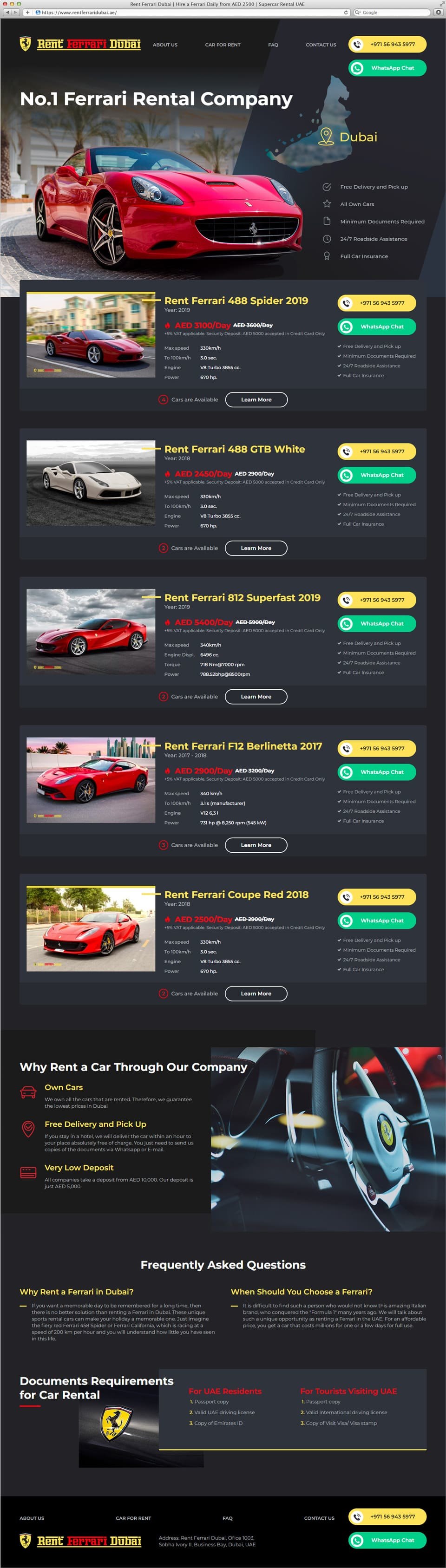 Создание и продвижение сайта www.rentferraridubai.ae в Дубае 2
