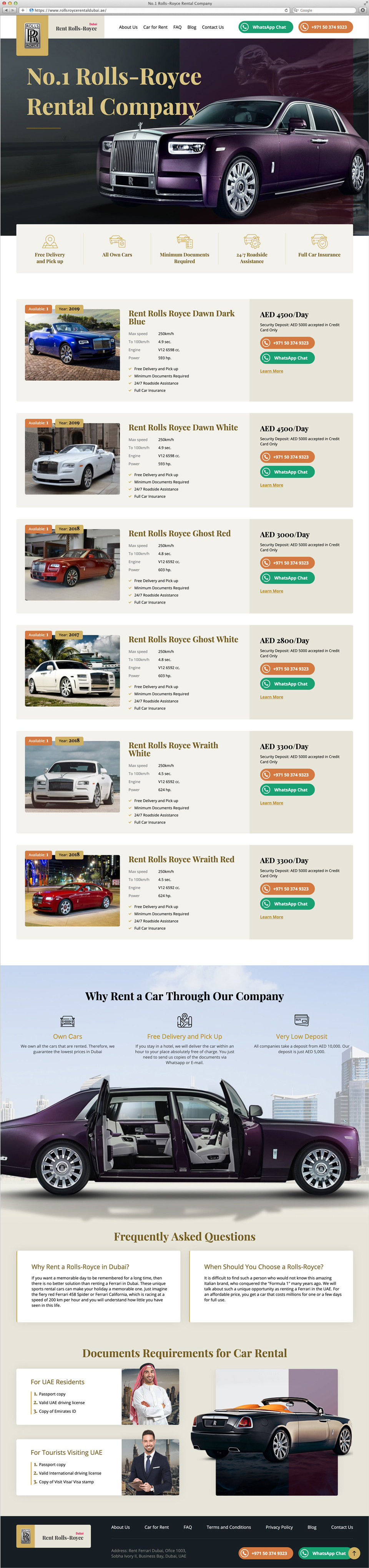 Создание и раскрутка сайта www.rollsroycerentaldubai.ae в Дубае 2