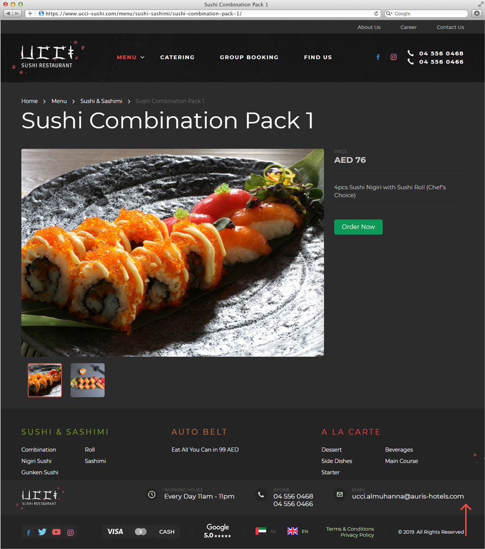 Продвижение и создание сайта www.ucci-sushi.com в Дубае 4