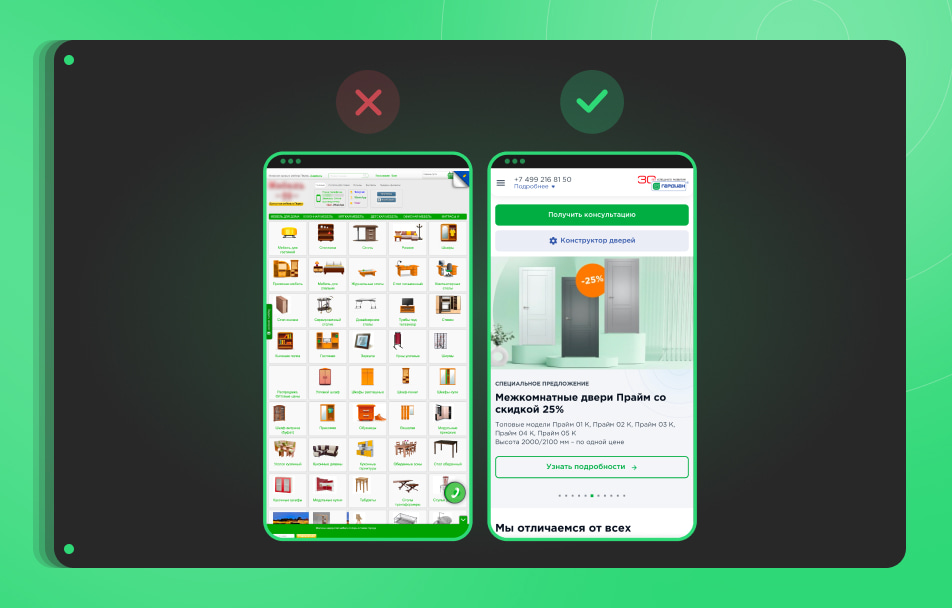 Отсутствие адаптации под мобильные устройства Отсутствие адаптации под мобильные устройства