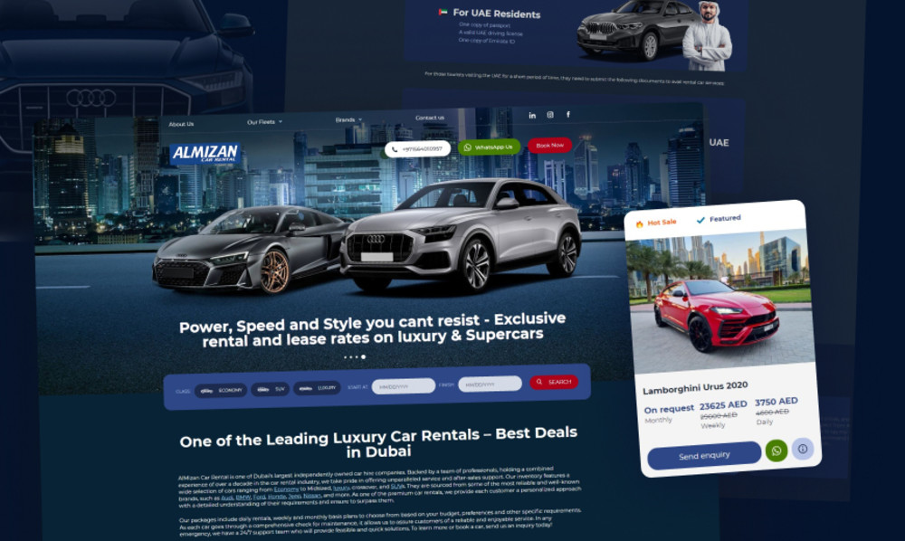 Пример сайта на прототипе для компании по аренде автомобилей