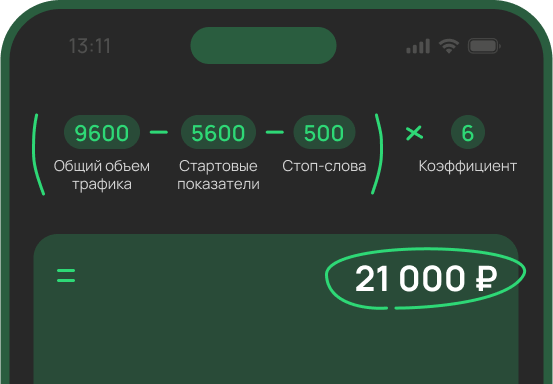 Пример расчета стоимости с оплатой по трафику